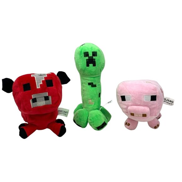 MOJANG Minecraft Lot 6 Creeper Red Bull Pink Pig Bat Spider Ocelot Plush Small - Picture 2 of 11